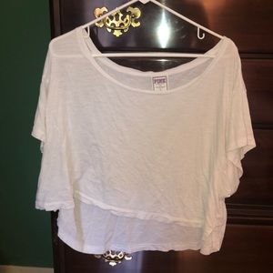 White VS PINK off the shoulder crop top